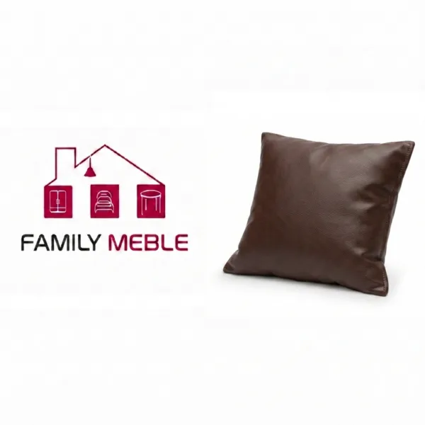 Family Meble — Poduszka dekoracyjna jasiek 45 x 45 poszewka brązowy eko-skóra Family Meble