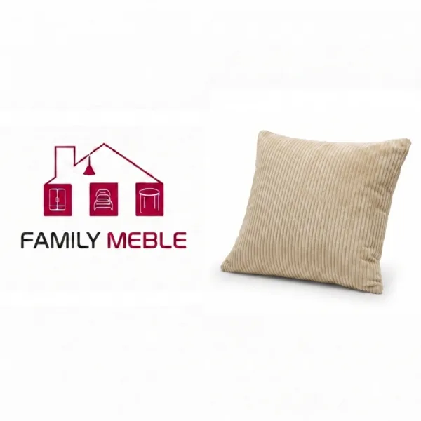 Family Meble — Poduszka dekoracyjna jasiek 45 x 45 poszewka beżowy sztruks Family Meble