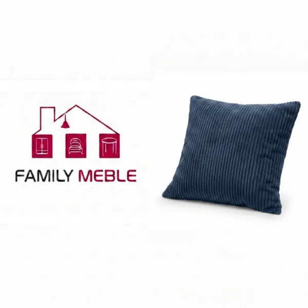 Family Meble — Poduszka dekoracyjna jasiek 45 x 45 poszewka granatowy sztruks Family Meble