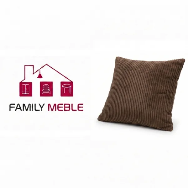 Family Meble — Poduszka dekoracyjna jasiek 45 x 45 poszewka brązowy sztruks Family Meble