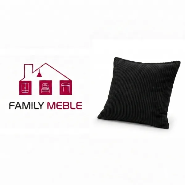 Family Meble — Poduszka dekoracyjna jasiek 45 x 45 poszewka czarny sztruks Family Meble