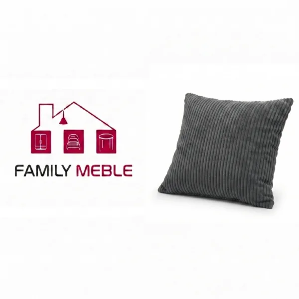 Family Meble — Poduszka dekoracyjna jasiek 45 x 45 poszewka szary sztruks Family Meble