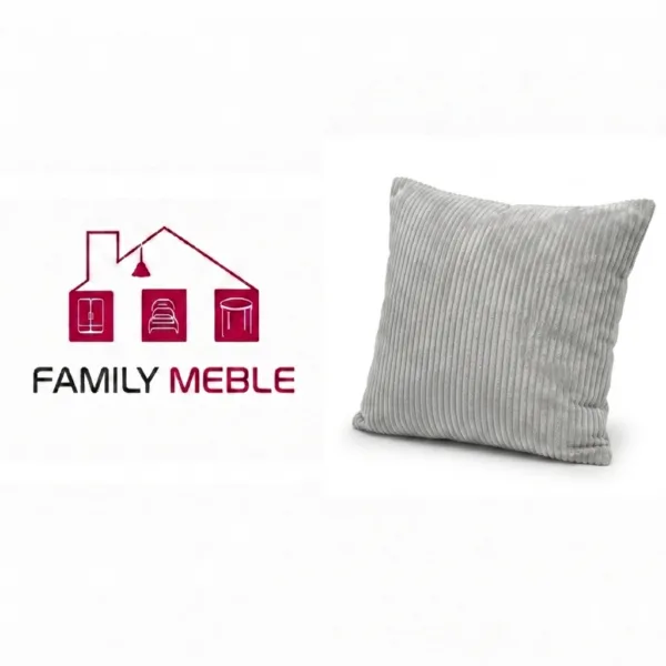 Family Meble — Poduszka dekoracyjna jasiek 45 x 45 poszewka szary sztruks Family Meble