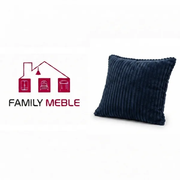 Family Meble — Poduszka dekoracyjna jasiek 45 x 45 poszewka granatowy sztruks Family Meble