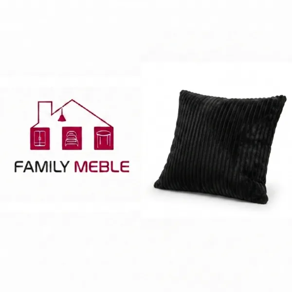 Family Meble — Poduszka dekoracyjna jasiek 45 x 45 poszewka czarny sztruks Family Meble