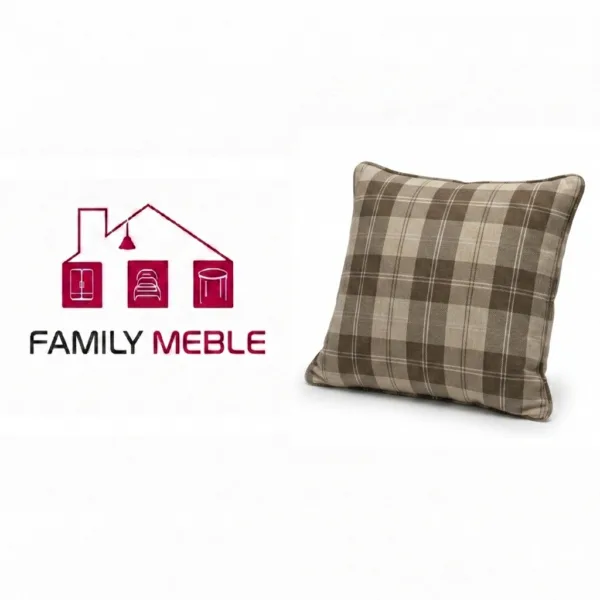 Family Meble — Poduszka dekoracyjna jasiek 45 x 45 poszewka kratka brąz Family Meble