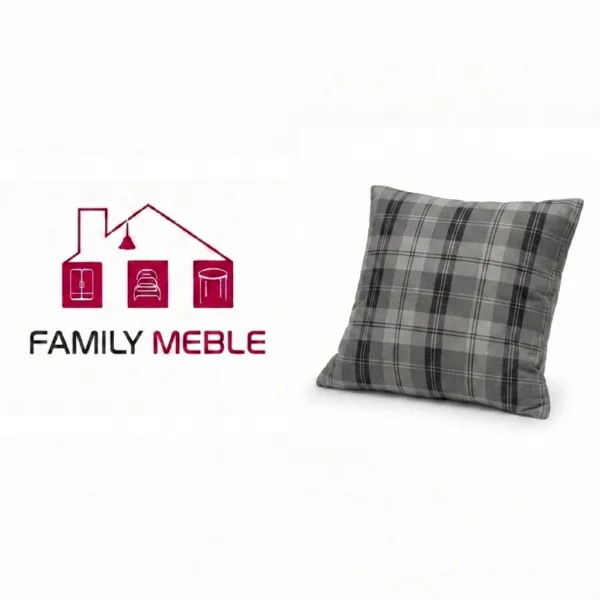 Family Meble — Poduszka dekoracyjna jasiek 45 x 45 poszewka szaro szary kratka Family