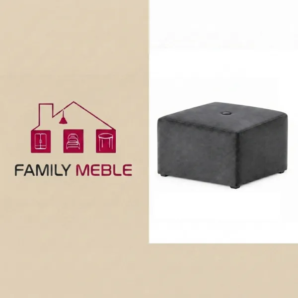 Family Meble — Pufa podnóżek siedzisko kostka szary antracyt welur tapicerowana FAMI