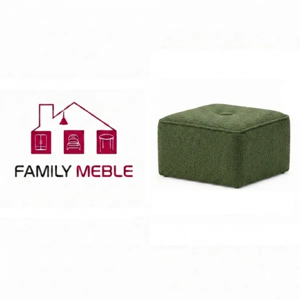 Family Meble — Pufa podnóżek siedzisko kostka zielony boucla FAMI Family Meble
