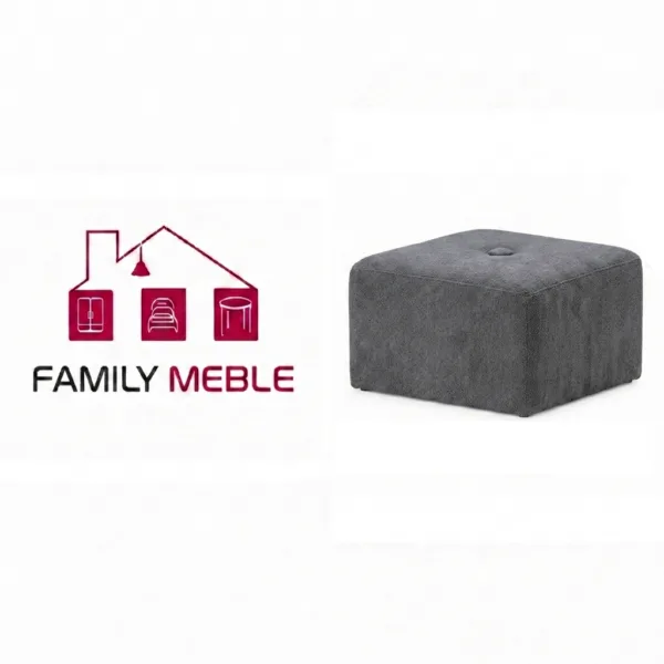 Family Meble — Pufa podnóżek siedzisko kostka szary welur tapicerowana do salonu FAMI