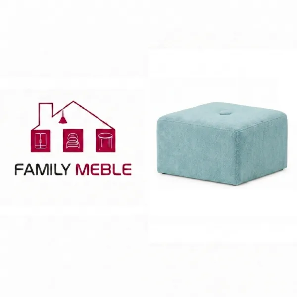 Family Meble — Pufa podnóżek siedzisko kostka błękitny welur tapicerowana FAMI Family