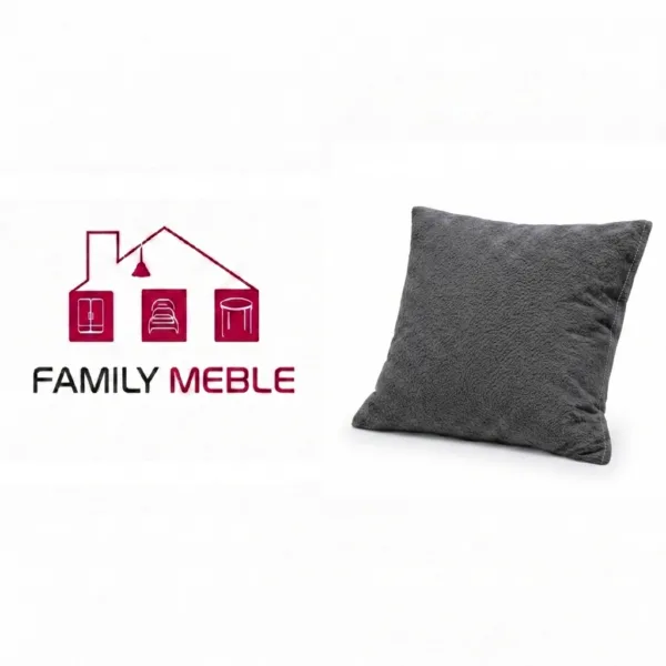 Family Meble — Poduszka dekoracyjna jasiek 45 x 45 poszewka szary welur Family Meble
