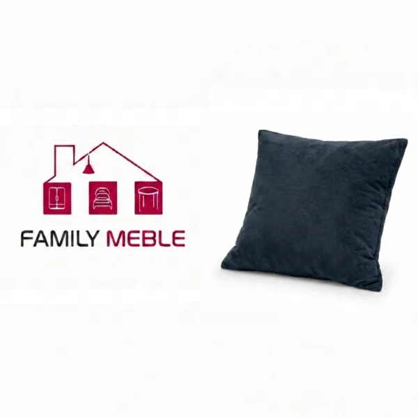 Family Meble — Poduszka dekoracyjna jasiek 45 x 45 poszewka granatowy welur Family Meble