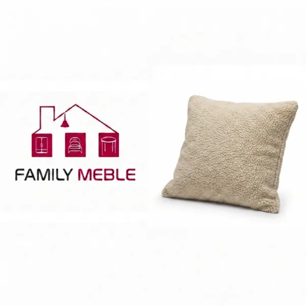Family Meble — Poduszka dekoracyjna jasiek 45 x 45 poszewka jasny beż welur Family Meble