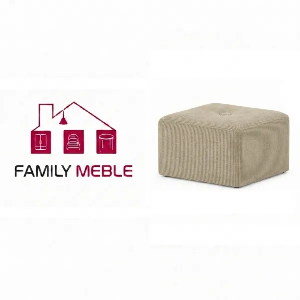 Family Meble — Pufa podnóżek siedzisko kostka beżowy szenil tapicerowana do salonu Fami