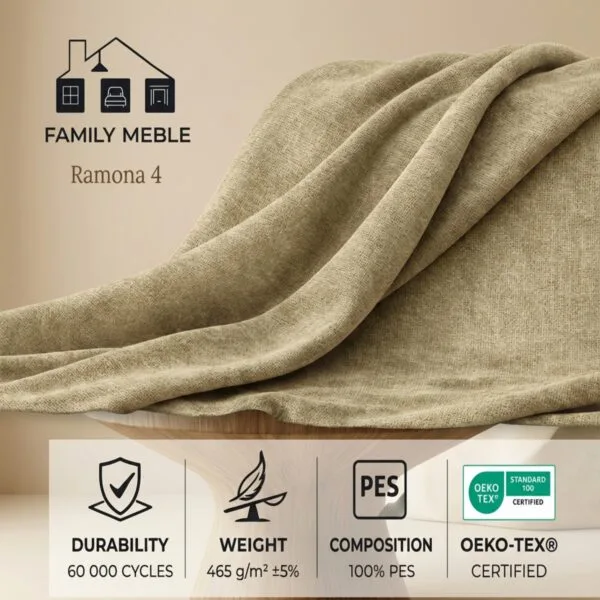Poduszka dekoracyjna jasiek 45 x 45 poszewka beżowy szenil Family Meble — tkanina