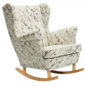 Fotel uszak skandynawski bujany płozach czarny salon Design Family Meble - biały