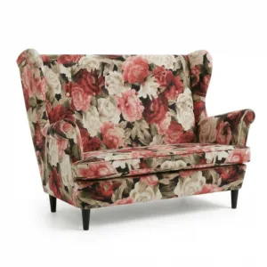 Sofa Kanapa Uszak Skandynawska Różowa Pudrowa Pastelowa Welur Family Meble - Flower 1