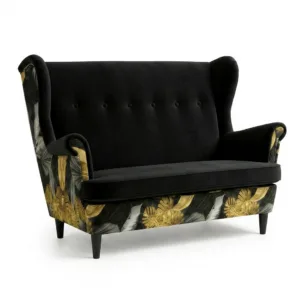 Sofa Kanapa Uszak Skandynawska Róże kwiaty welur Print Duo Family Meble - R31iPoly3