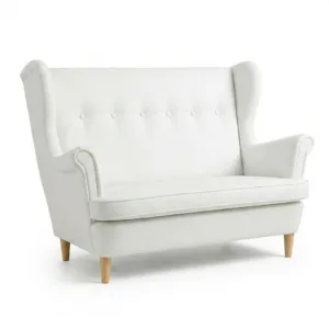 Sofa Kanapa Uszak Skandynawska Brązowa Skaj Ekoskóra premium Family Meble - biały
