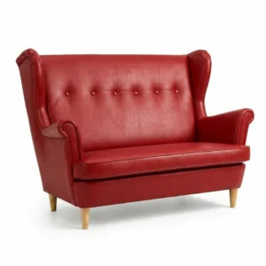 Sofa Kanapa Uszak Skandynawska Brązowa Skaj Ekoskóra premium Family Meble - czerwony