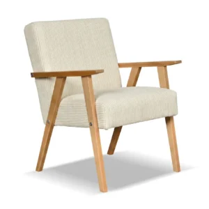 Fotel w stylu PRL retro krzesło vintage szenil welur szary Soler Family - beżowy
