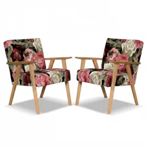 Zestaw 2 foteli PRL retro printy kwiatowe Soler Family Meble - Flower 1