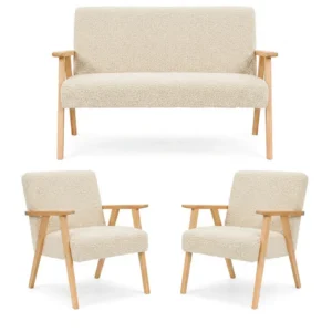 Zestaw wypoczynkowy sofa 2-os 2 fotele welur różowy Soler Family Meble - 10