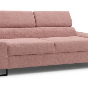 Kanapa sofa rozkładana f spania reg zagłówek welur różowy Savio 2 os Family - 46