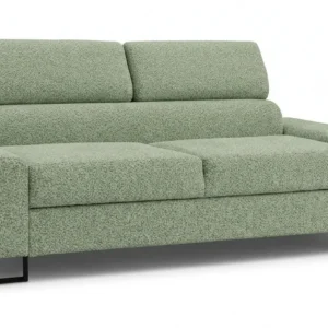Kanapa sofa rozkładana f spania reg zagłówek Boucla czarny Savio 2 os - miętowy