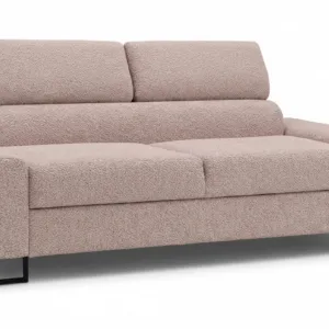 Kanapa sofa rozkładana f spania reg zagłówek Boucla czarny Savio 2 os - różowy