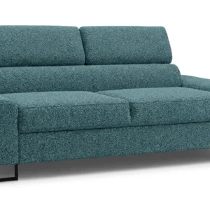 Kanapa sofa rozkładana f spania reg zagłówek Boucla czarny Savio 2 os - niebieski