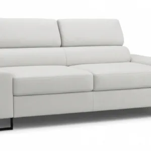 Kanapa sofa rozkładana f spania reg zagłówek ekoskóra brąz Savio 2 os - biały