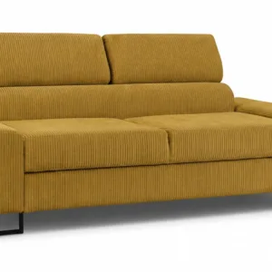 Kanapa sofa rozkładana f spania reg zagłówek sztruks zielony Savio 2 os - żółty
