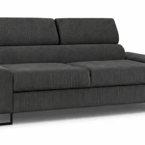 Kanapa sofa rozkładana f spania reg zagłówek sztruks zielony Savio 2 os - czarny