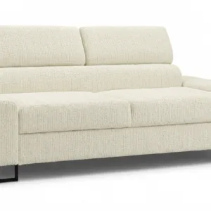 Kanapa sofa rozkładana f spania reg zagłówek szenil welur szary Savio 2 os - beżowy
