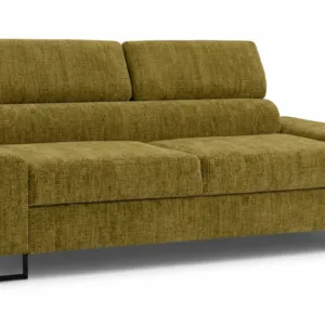 Kanapa sofa rozkładana f spania reg zagłówek szenil welur szary Savio 2 os - zielony