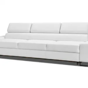 Kanapa sofa rozkładana f spania reg zagłówek ekoskóra brąz Savio Family - biały