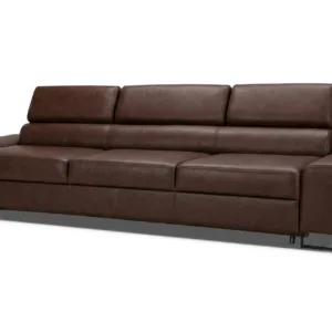 Kanapa sofa rozkładana f spania reg zagłówek ekoskóra brąz Savio Family - brąz