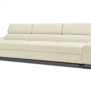 Kanapa sofa rozkładana f spania reg zagłówek welur beż Savio 3 os Family - beżowy
