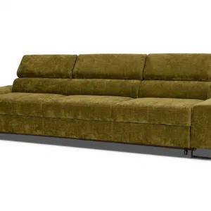 Kanapa sofa rozkładana f spania reg zagłówek welur beż Savio 3 os Family - zielony