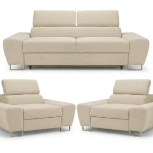 Zestaw wypoczynkowy sofa 2 fotele różowy welur salonu Savio Family Meble - 10