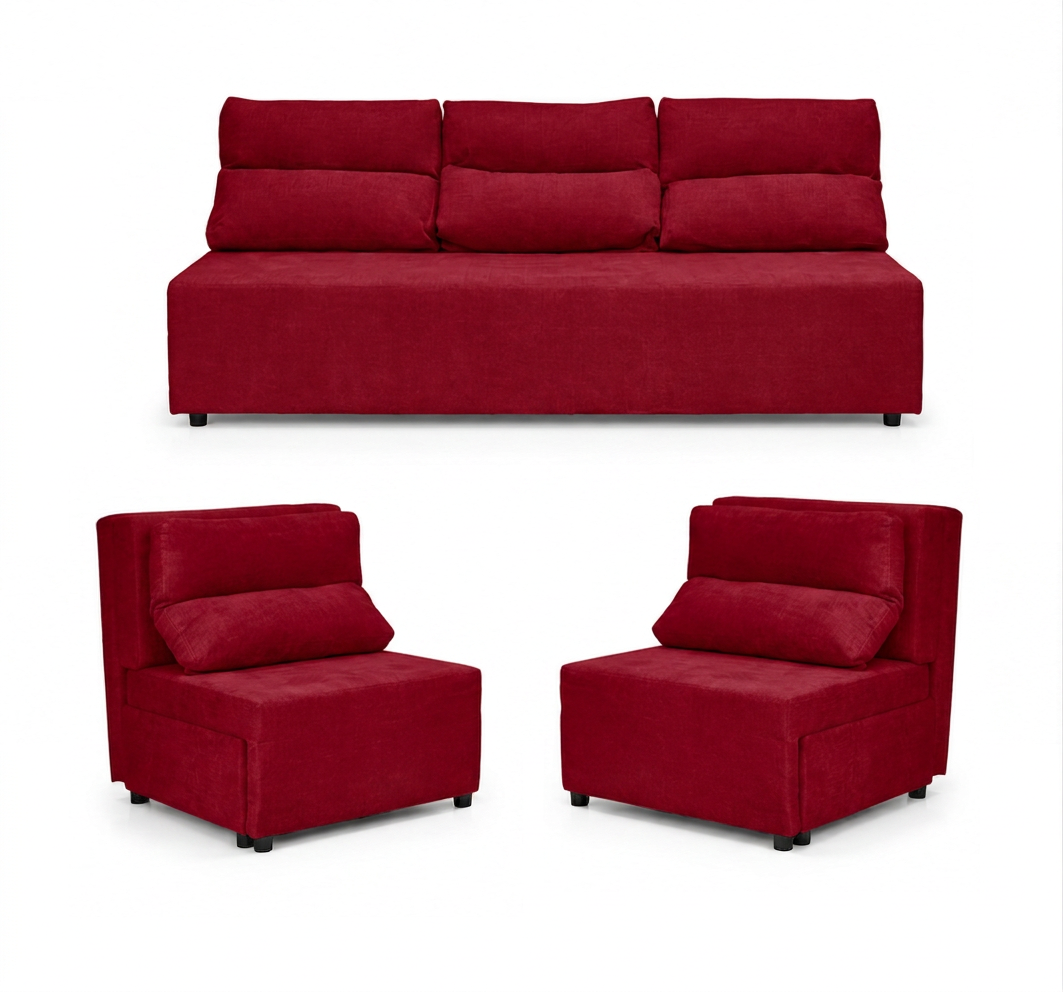 Zestaw wypoczynkowy sofa 3 kanapa fotele pudrowy róż welur wygodny KIMO - turkusowy