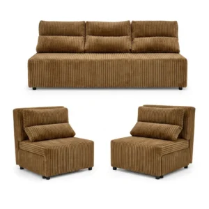 Zestaw wypoczynkowy sofa 3 kanapa fotele czarny sztruks Kimo Family Meble - pomarańczowy