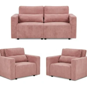 Zestaw wypoczynkowy sofa 2 kanapa fotele jasny niebieski Komo Family meble - 46