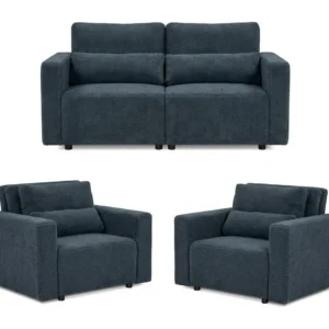 Zestaw wypoczynkowy sofa 2 kanapa fotele jasny niebieski Komo Family meble - 50
