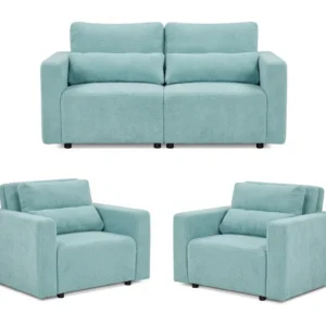 Zestaw wypoczynkowy sofa 2 kanapa fotele jasny niebieski Komo Family meble - 54
