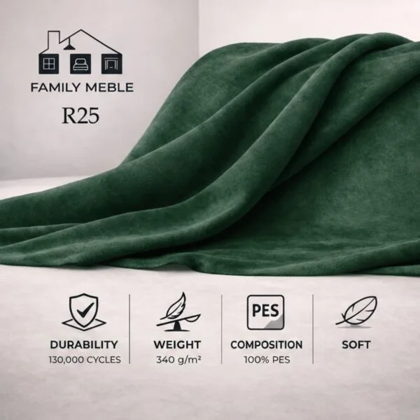 Poduszka dekoracyjna jasiek 45 x 45 poszewka butelkowa zieleń welur Family — tkanina