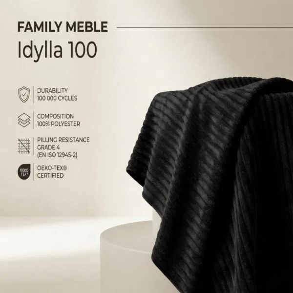 Fotele uszaki skandynawskie czarne welurowe sztruks Idylla Family Meble — tkanina