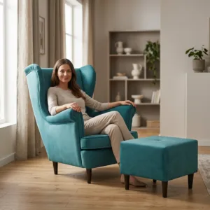 Fotel uszak z pufą Royal 25